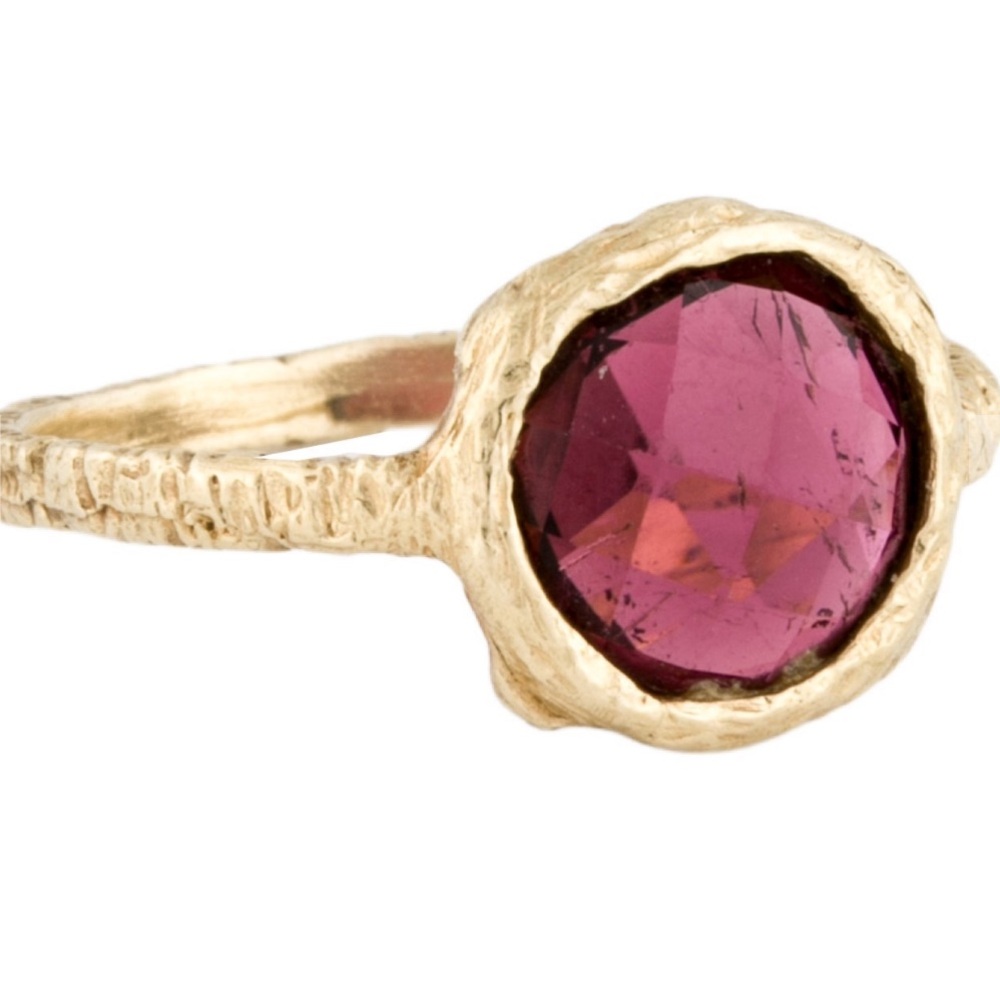 14K Gold Tourmaline Checkerboard Ring